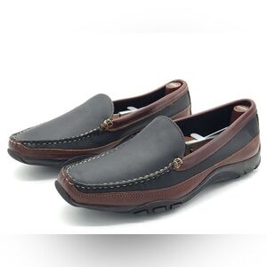 Allen Edmonds Boulder Venetian driving moccasin loafers  two-tone leather.